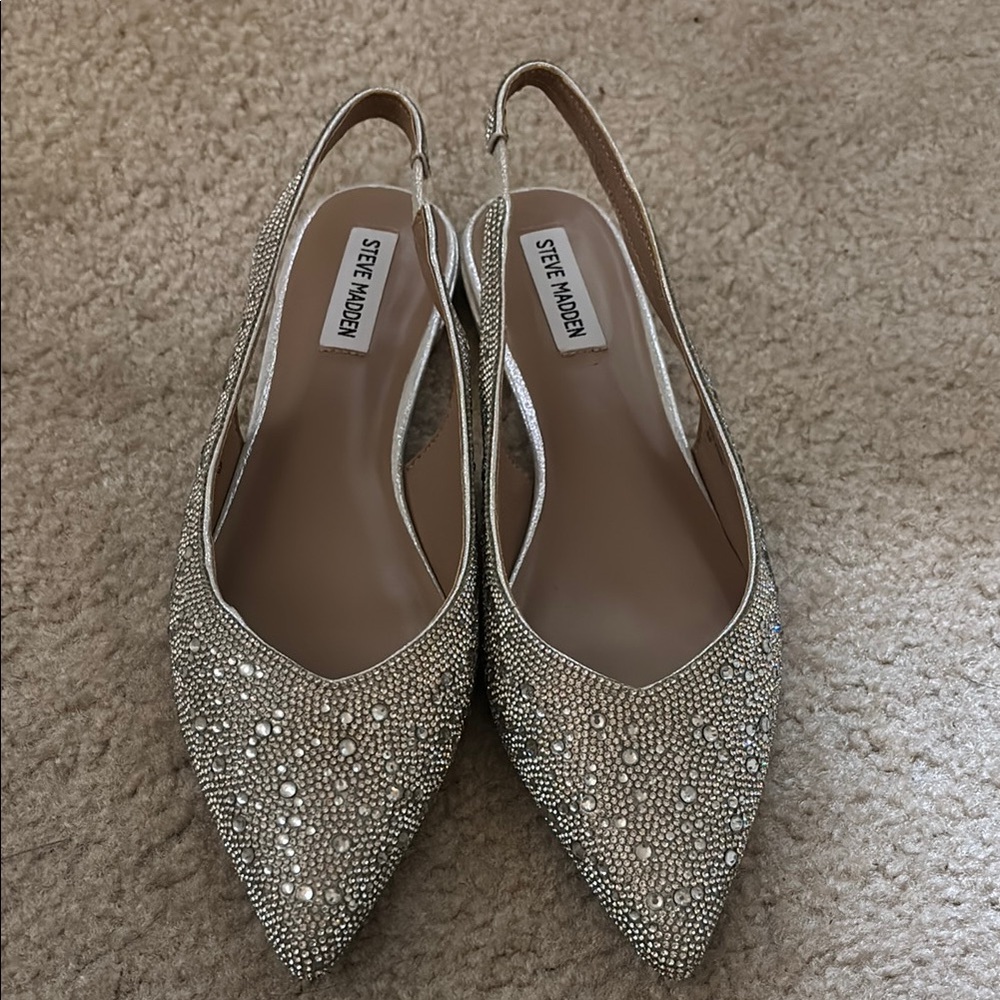 Steve Madden Glittering Silver Slingback Flats